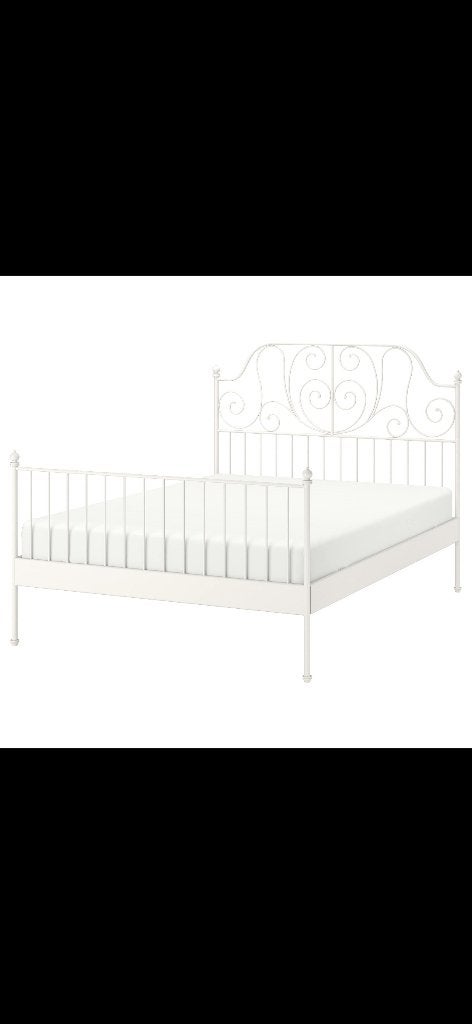 IKEA BED LEIRVIK 160x200, Ophalen, Gebruikt, Wit, Tweepersoons