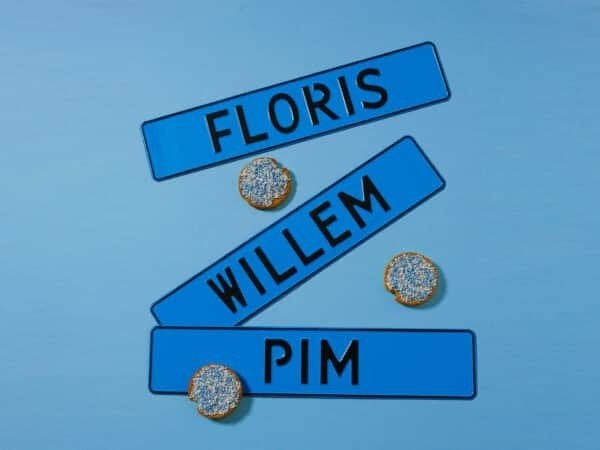 Kentekenplaat (Naamplaat) Blauw Met Tekst Luxe, Ophalen of Verzenden, Nieuw