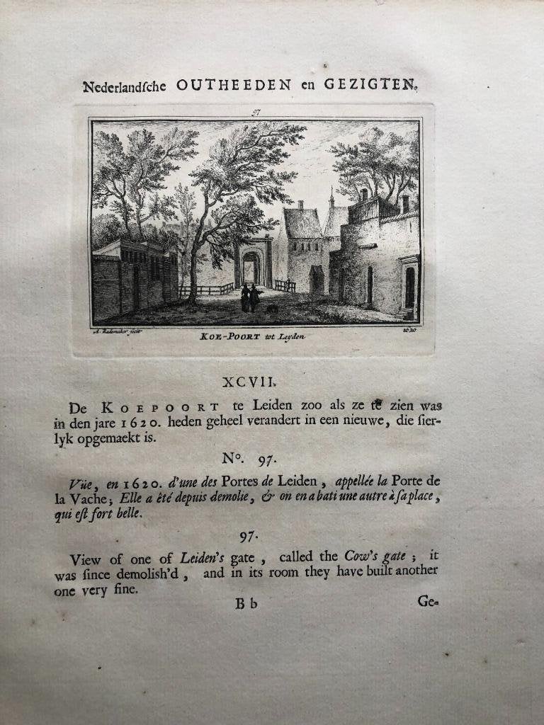 097 / Leiden de Koepoort Kopergravure 1731, Ophalen of Verzenden