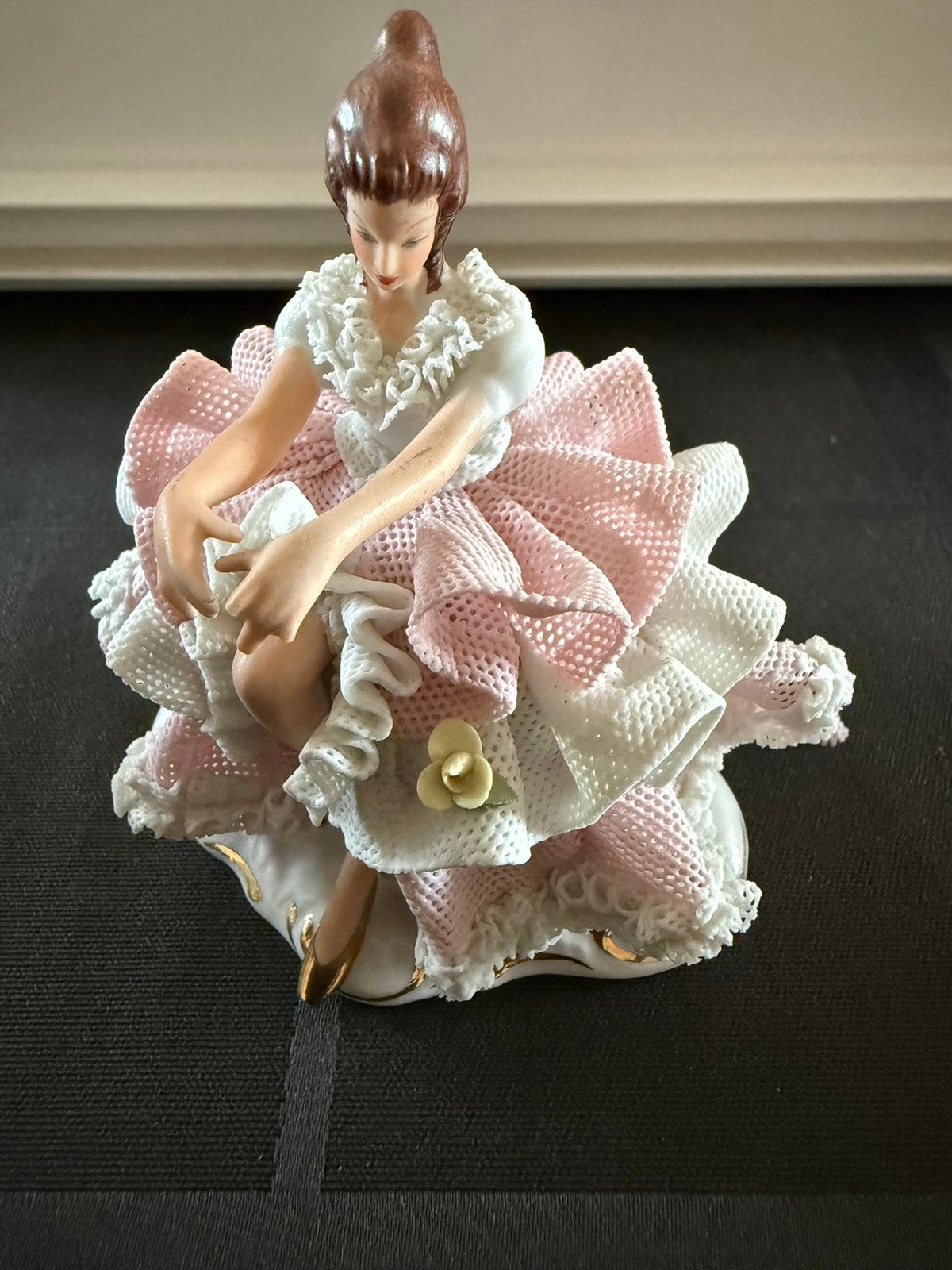 Vintage porseleinen kantbeeldje Dresdner Spitze, Ophalen of Verzenden
