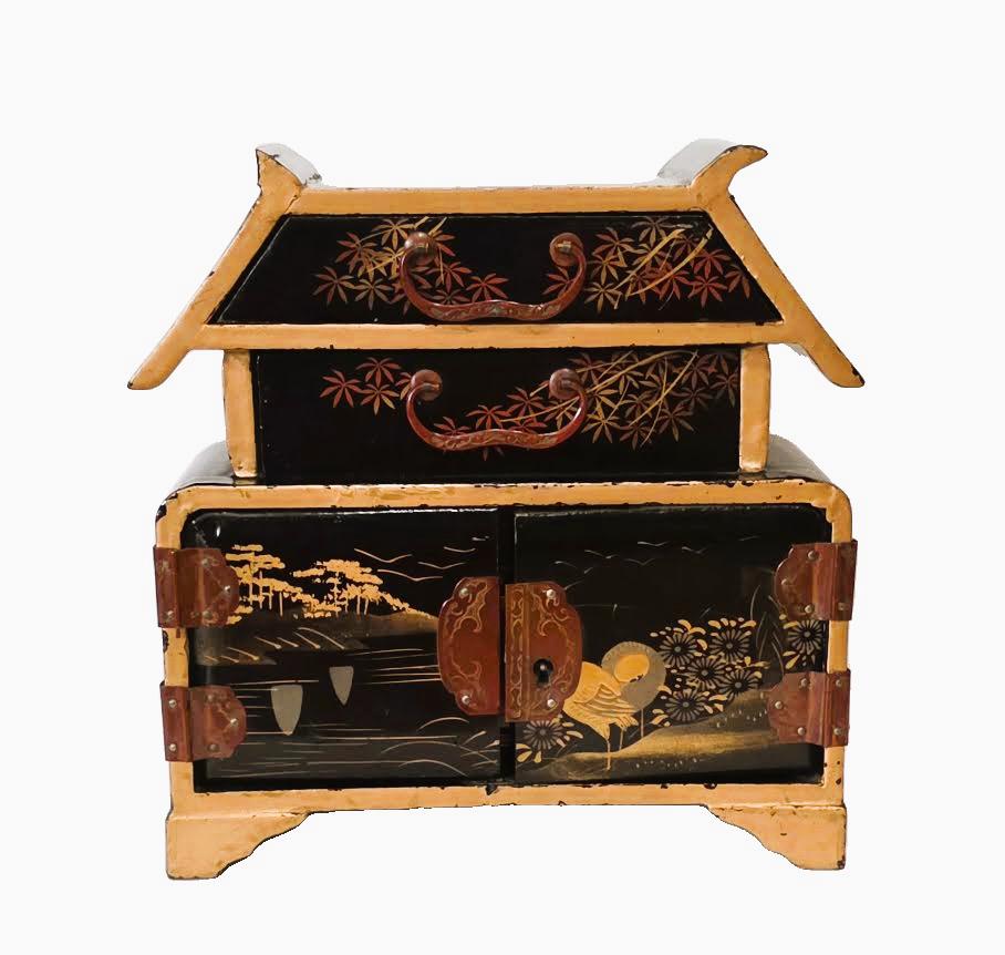 Japans cabinet handbeschilderd engouddecoraties., Ophalen of Verzenden