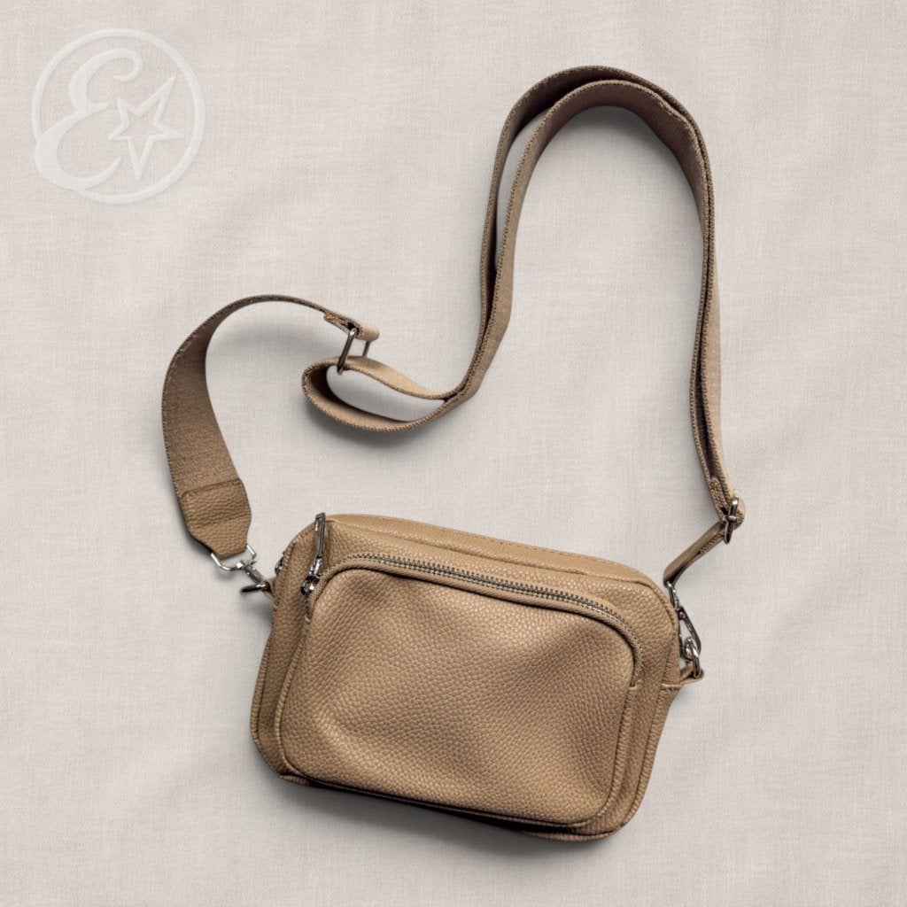 Compact beige schoudertasje, Verzenden, Zo goed als nieuw, Beige, Schoudertasje