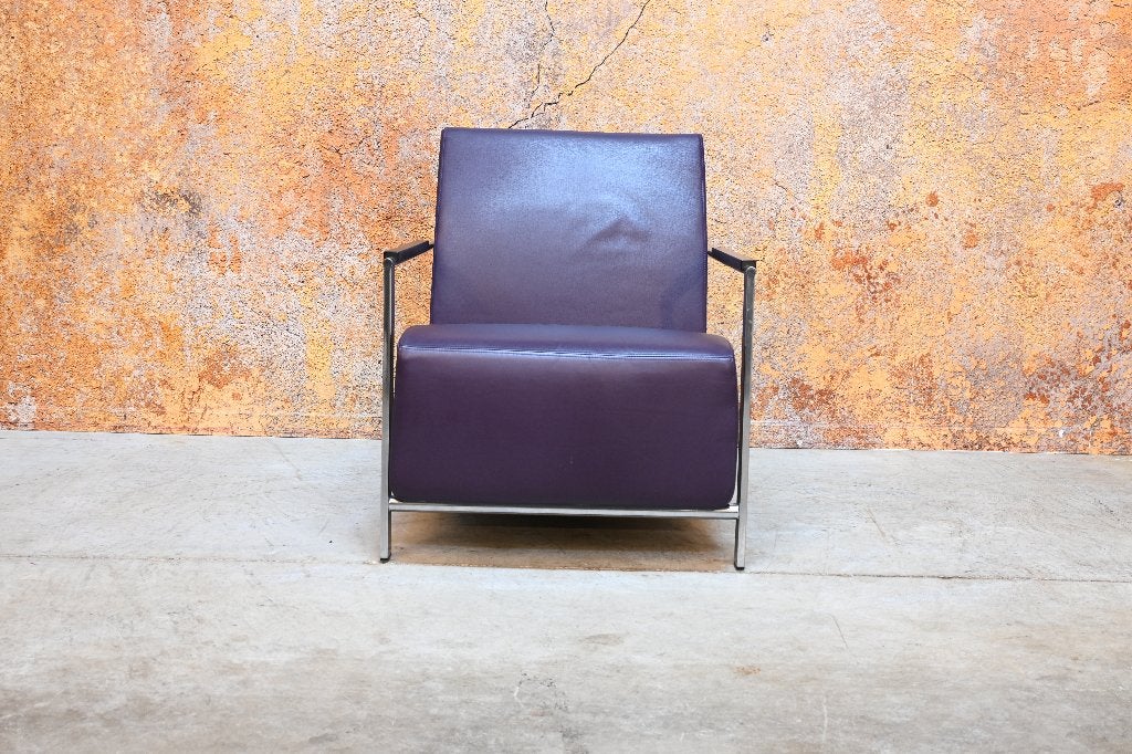 ZGANieuw paarse leren Harvink Alowa design fauteuil, Harvink, Harvink, 75 tot 100 cm, Ophalen of Verzenden