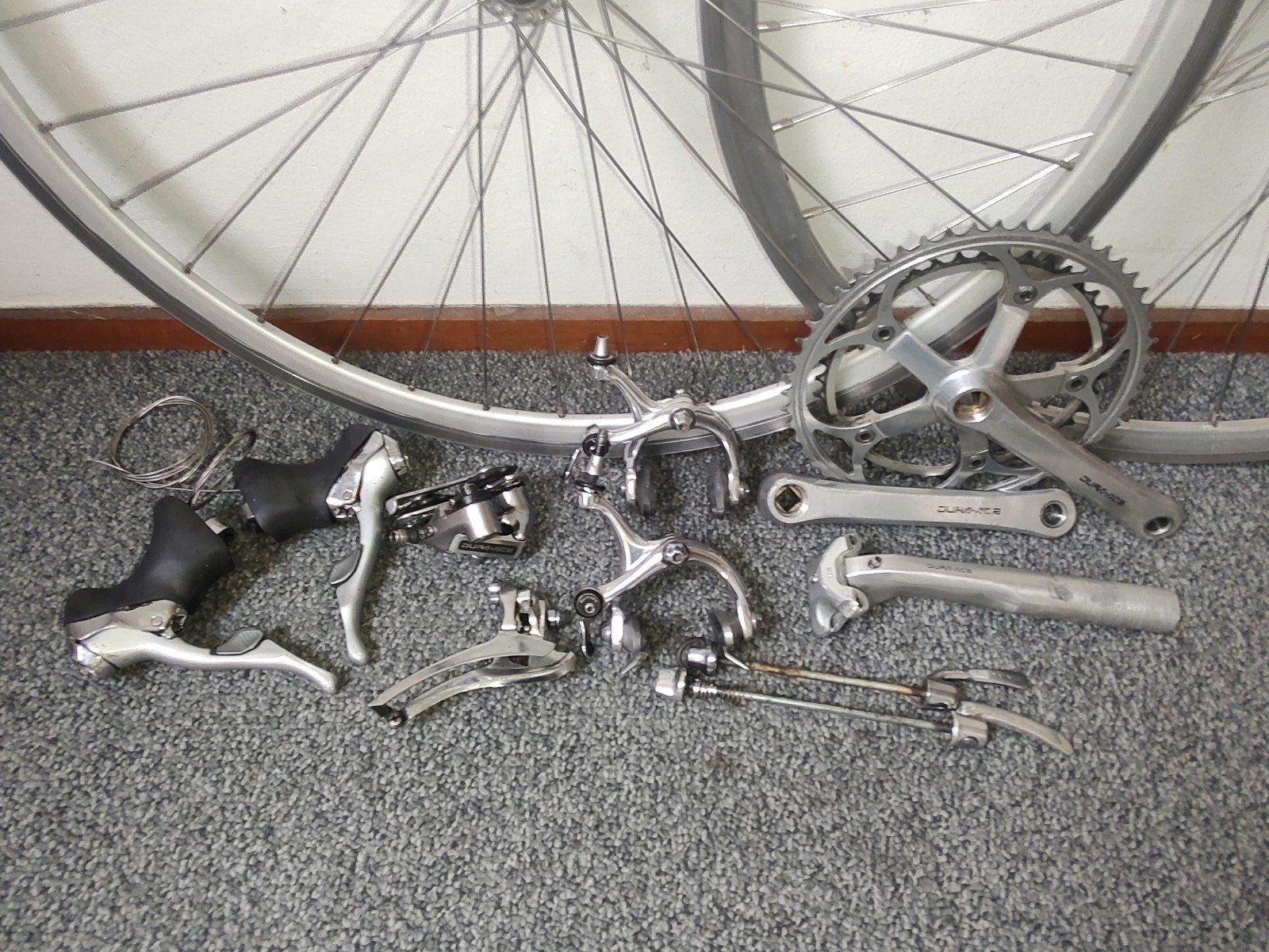 Shimano Dura Ace retro 2X8s groep +extras En wielen, Ophalen, Zo goed als nieuw, Shimano Dura Ace, Aluminium