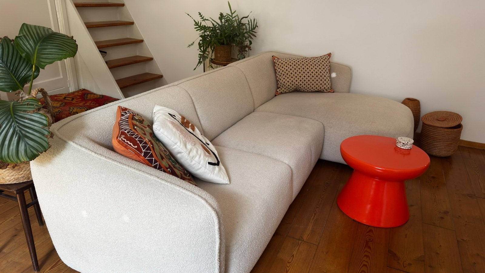 Soft chaise longue bank by fonQ - teddy stof, 4 persoons, Ophalen, 250 tot 300 cm, 100 tot 125 cm, Hoekbank