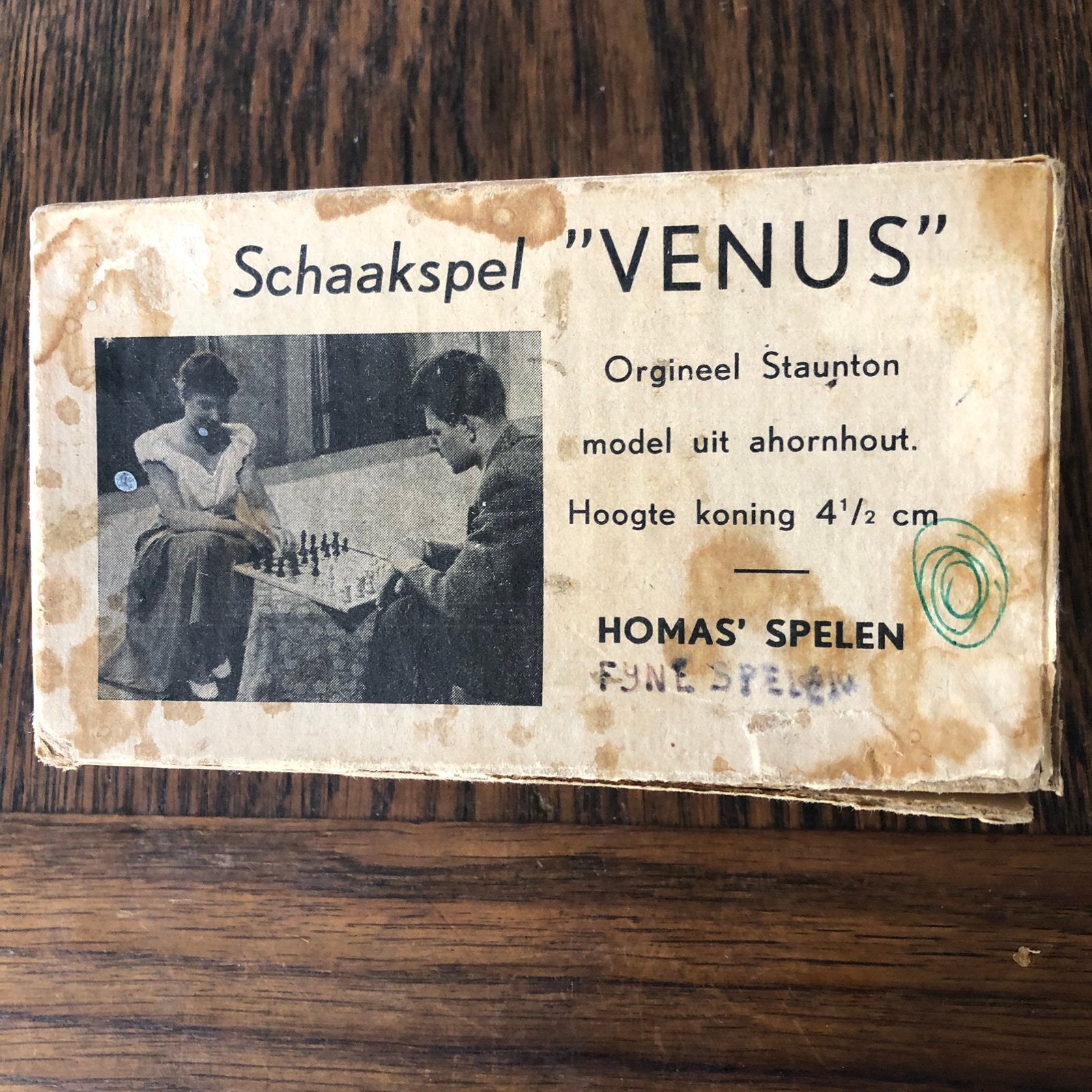 Schaakspel “Venus” ahornhout, Homas Spelen, hoog 4,5 cm, Hobby en Vrije tijd, Gezelschapsspellen | Bordspellen, Verzenden