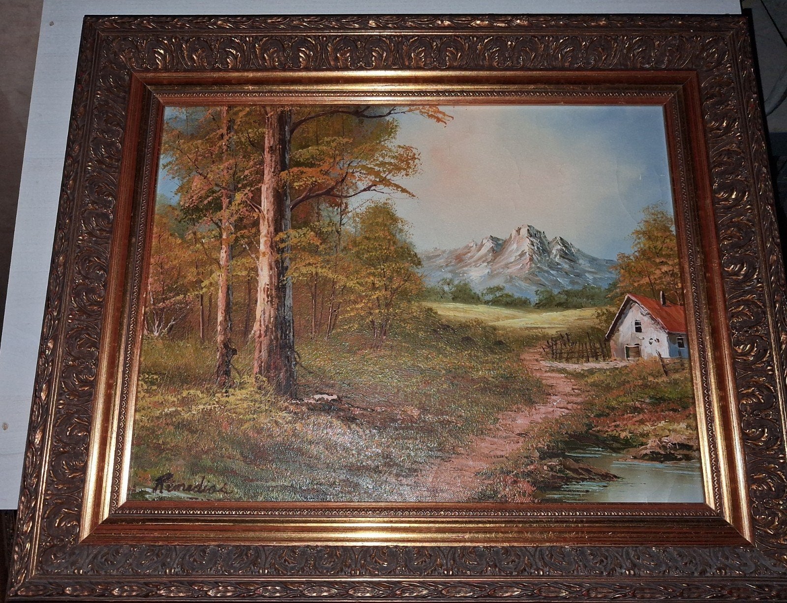 schilderij met bergen op achtergrond, Antiek en Kunst, Kunst | Schilderijen | Klassiek, Ophalen