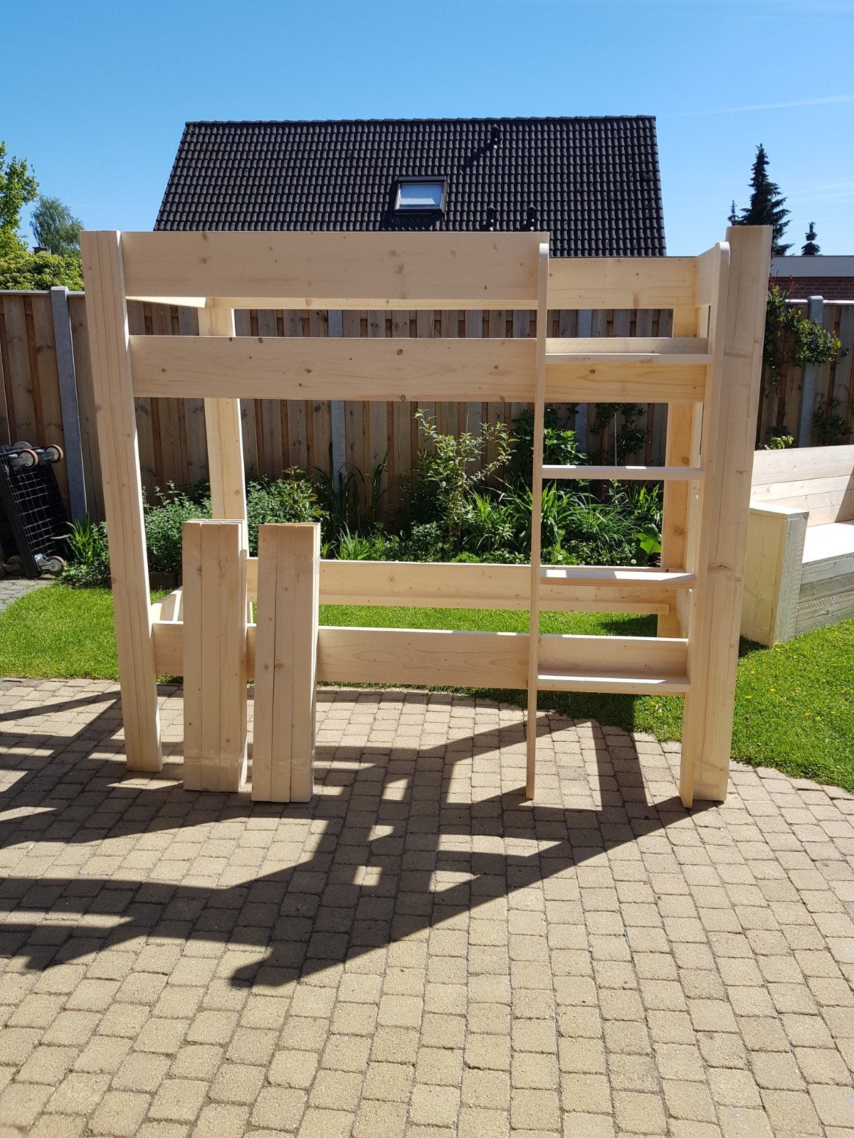 Stapelbed steigerhout, Ophalen, 90 cm, Eenpersoons, Nieuw