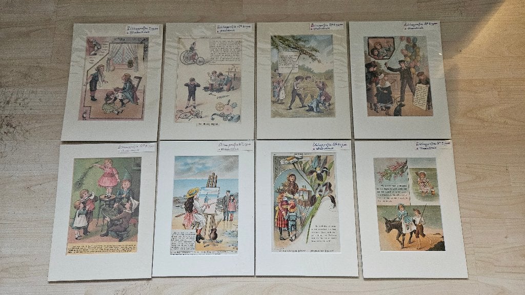 8 Lithografien van anno 1900, Antiek en Kunst, Ophalen of Verzenden