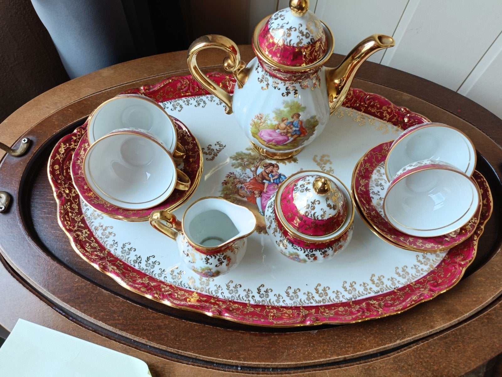 Vintage Bavaria Porseleinen Theeservies 24K Goud, Ophalen of Verzenden