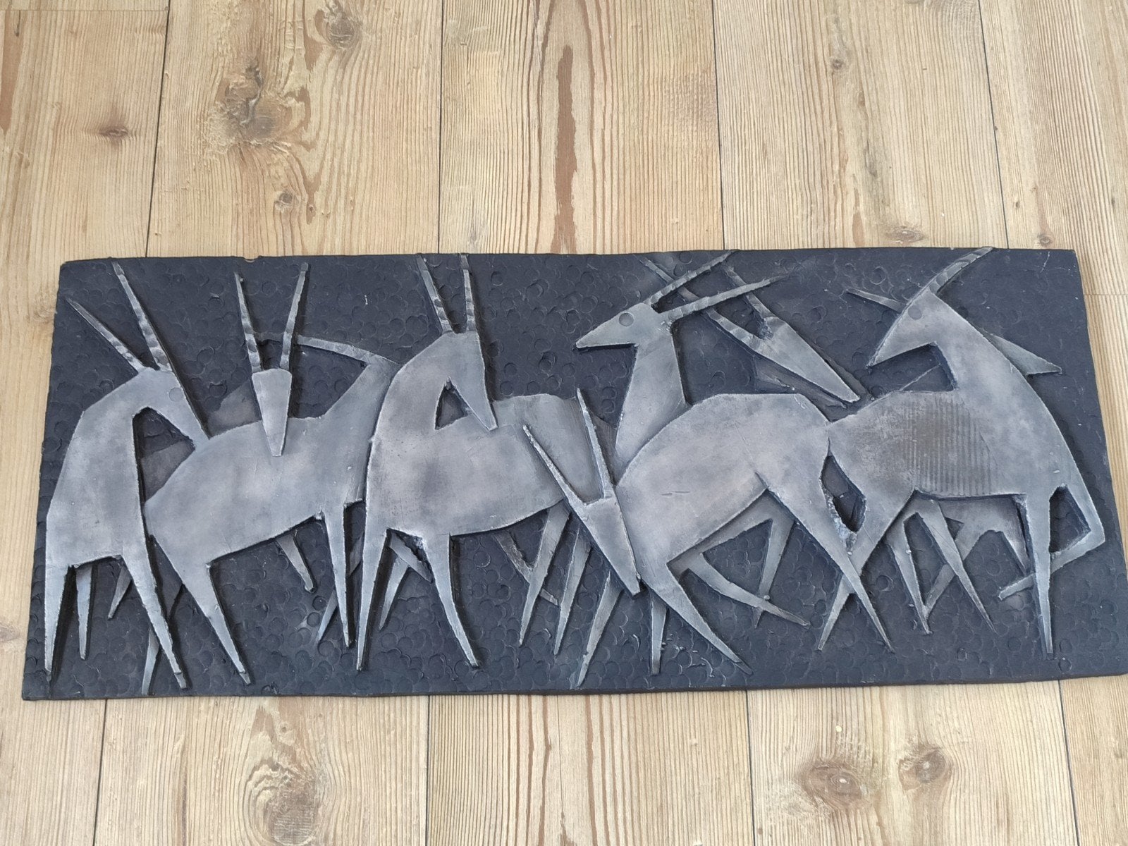 antilopen/gazelle stenen plaat  vintage, Ophalen, 250 cm of meer, Palen
