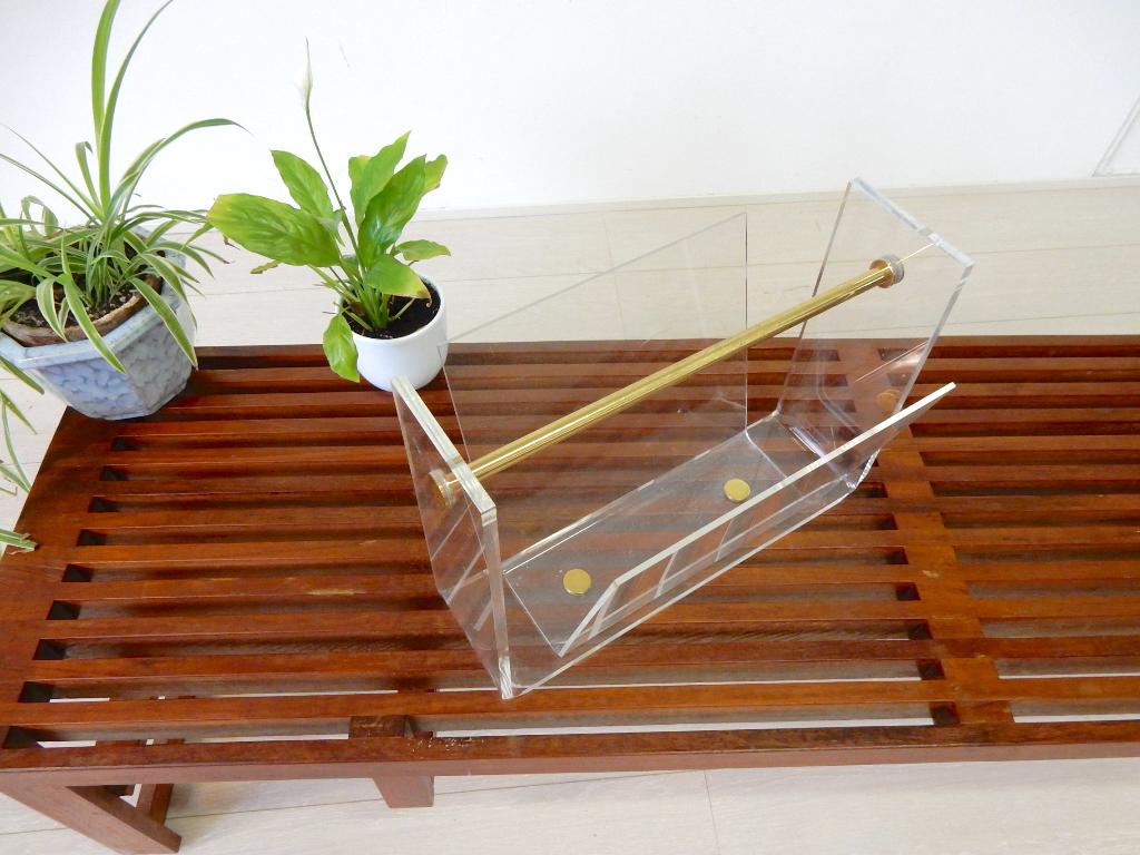 retro vintage lectuurbak jaren80 kunststof plexiglas messing, Gebruikt, ., Ophalen of Verzenden, .
