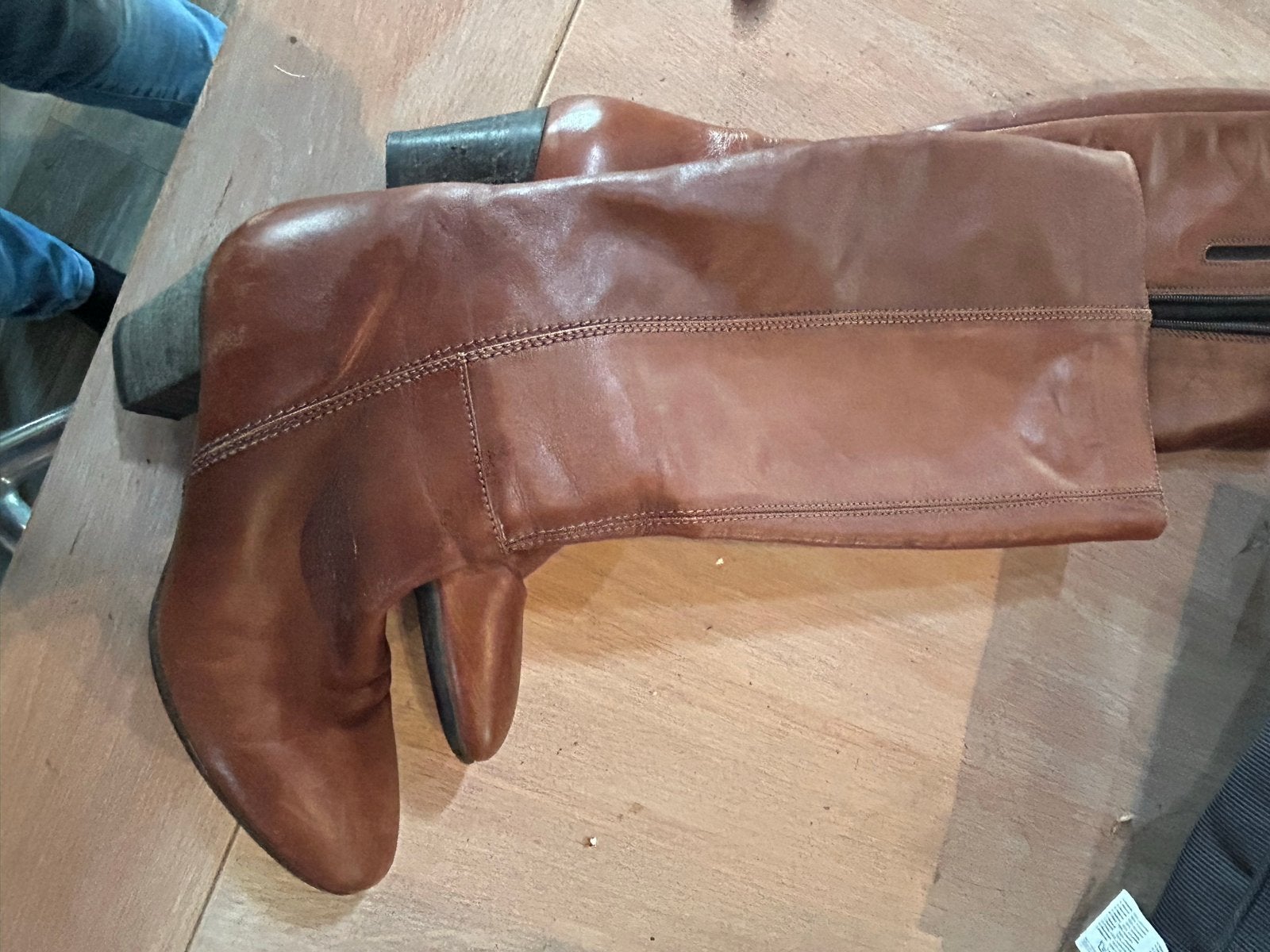 Bruine leren hoge laarzen, Ophalen of Verzenden, Gedragen, Bruin, Hoge laarzen