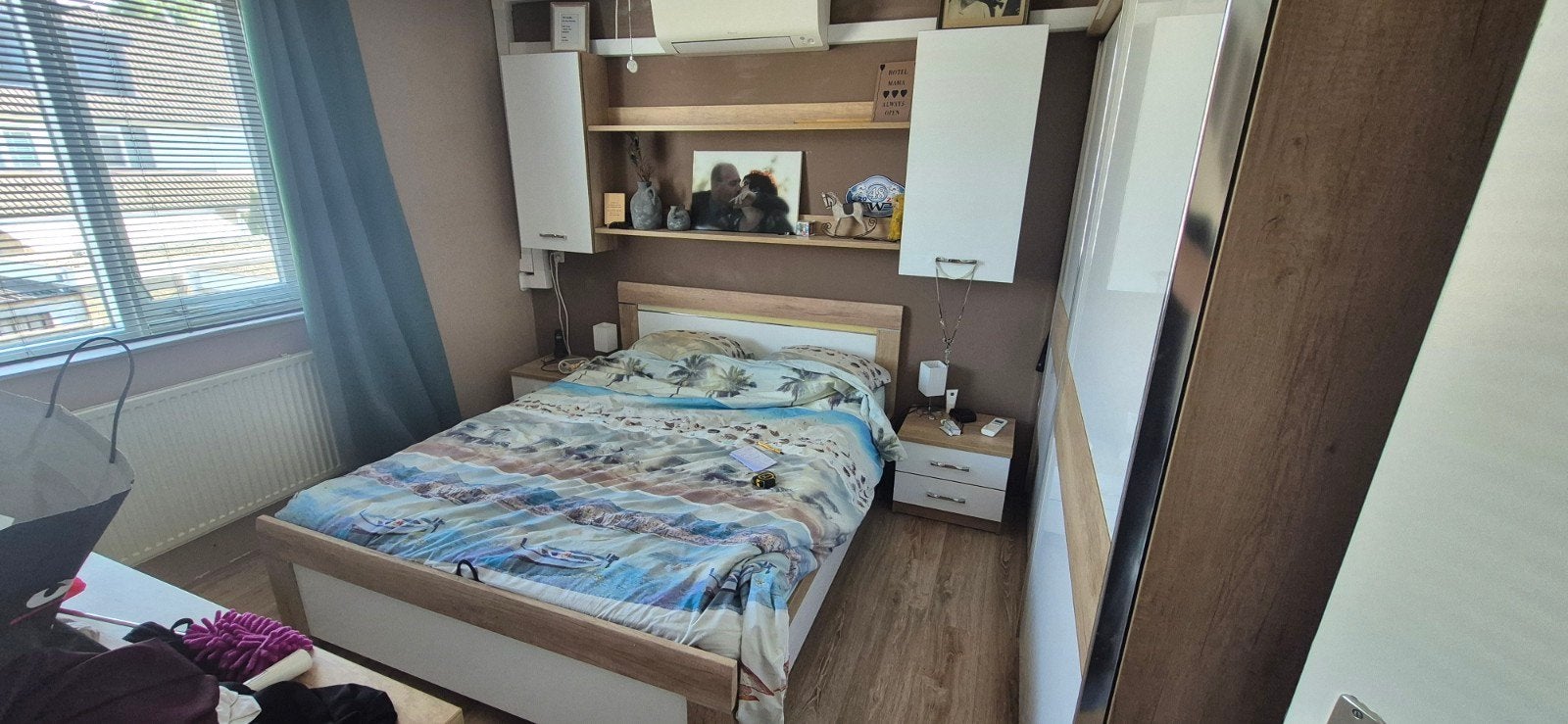 slaapkamer te koop, Ophalen, Gebruikt, Tweepersoons, Hout met wit,modern
