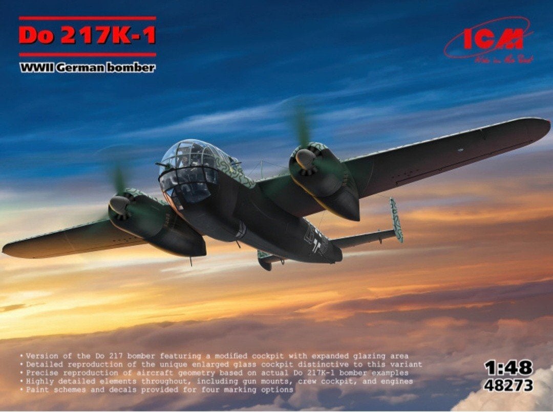 ICM Do 217K-1 WWII Duitse bommenwerper schaalmodel 1:48, Overige merken, Ophalen of Verzenden, Zo goed als nieuw, Groter dan 1:72