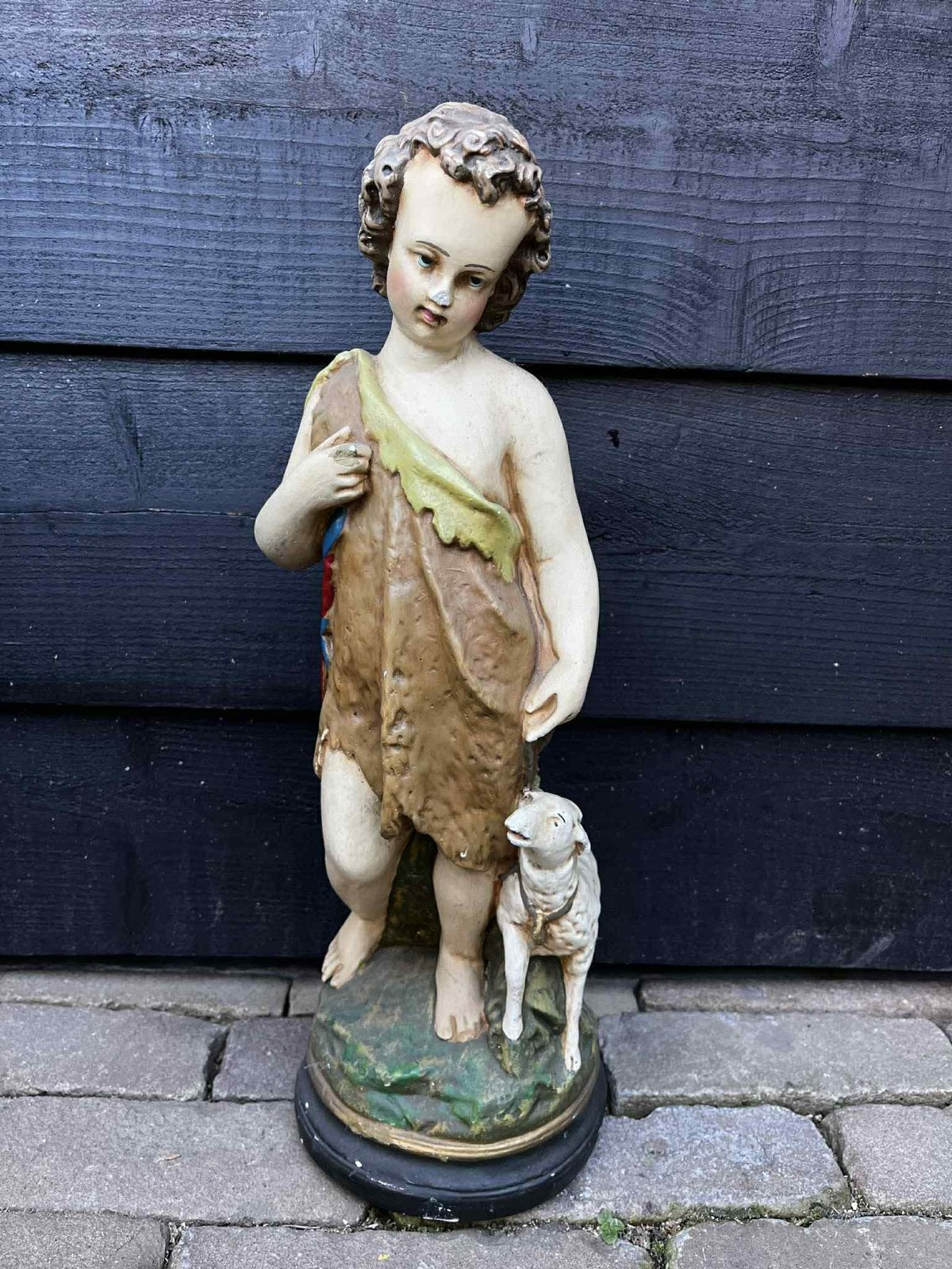 Antiek Beeld Jezus met Lam - 44cm, Antiek en Kunst, Antiek | Religie, Ophalen