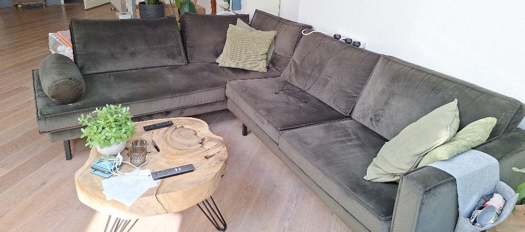 Hoekbank groen, Huis en Inrichting, Ophalen, 250 tot 300 cm, Gebruikt, Hoekbank