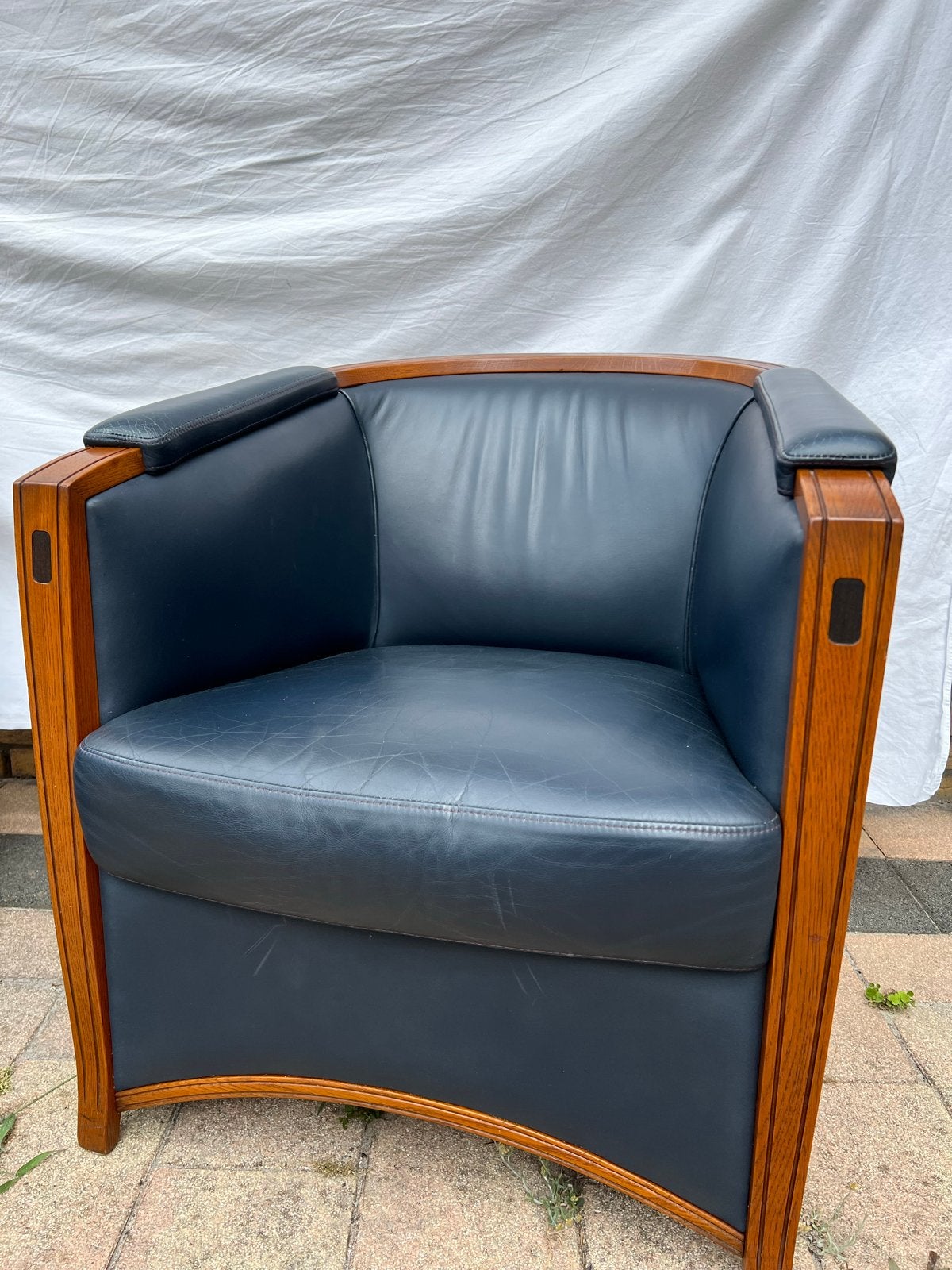 Jugendstil fauteuil van leer, Huis en Inrichting, Ophalen, Gebruikt, 50 tot 75 cm, Leer