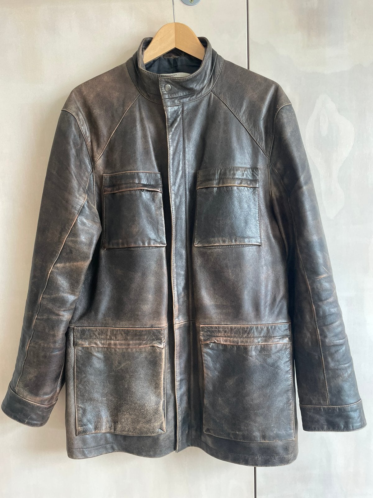 Halflange leren jas - Givenchy, medium, Ophalen of Verzenden, Gedragen, Maat 48/50 (M), Bruin