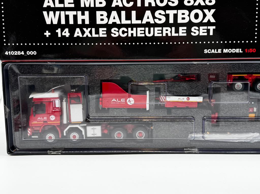WSI MERCEDES ACTROS 8x8 + BALLAST SCHEUERLE SET ALE MAMMOET, Hobby en Vrije tijd, Modelauto's | 1:50, ., Nieuw, Ophalen of Verzenden