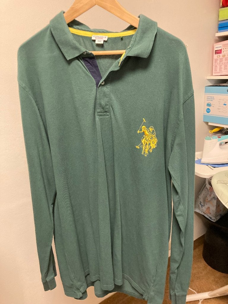 Polo long sleeve groen/geel XXL, Ophalen of Verzenden, Zo goed als nieuw, Overige maten, Groen