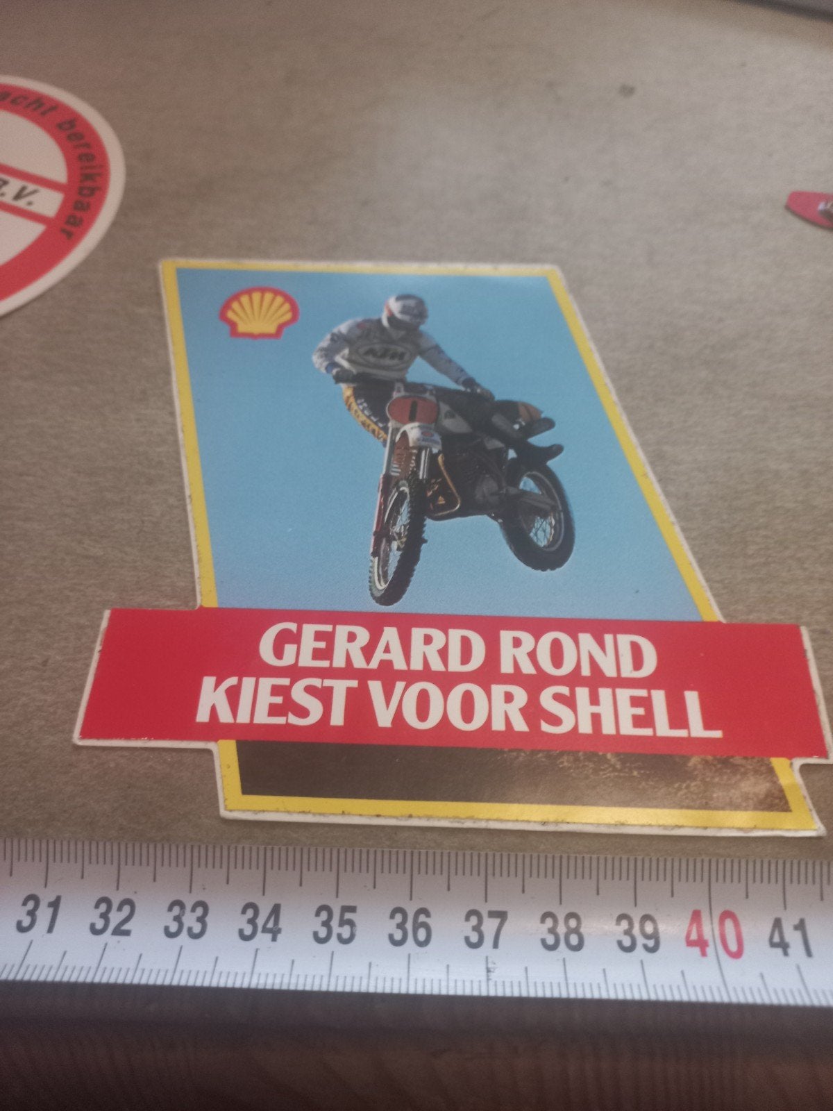 Vintage Shell Sticker Gerard Rond Motocross, Ophalen of Verzenden, Gebruikt