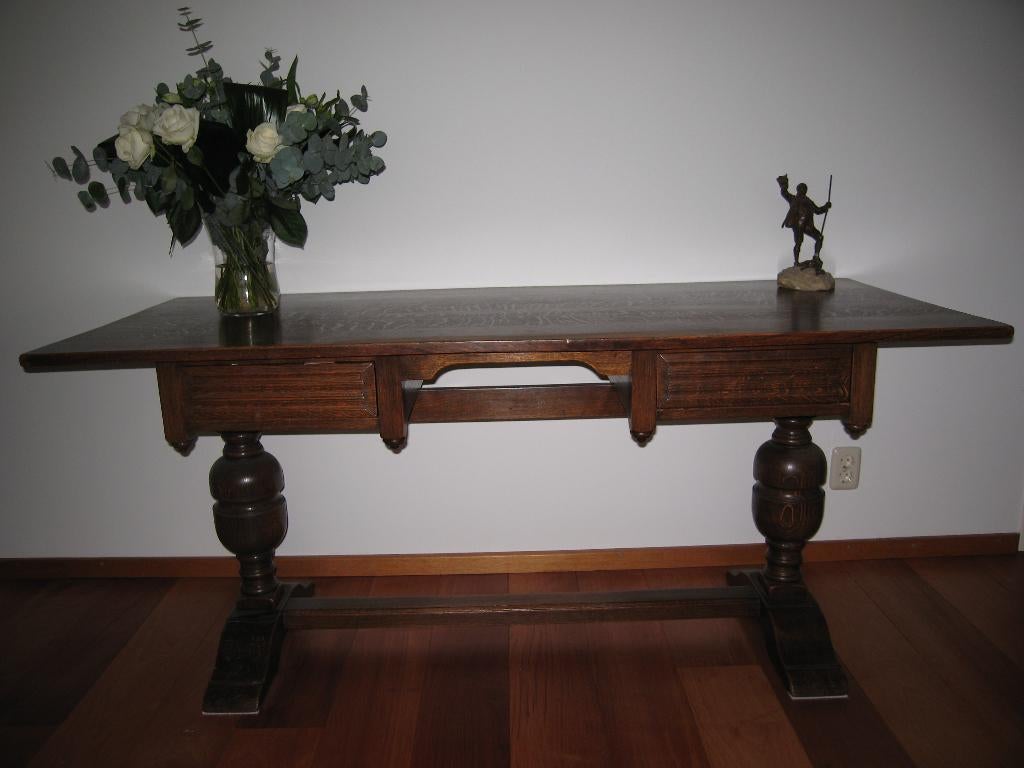 Klassiek massief eiken  bureau, Huis en Inrichting, Bureaus, Ophalen, Overige typen, Gebruikt, Hout