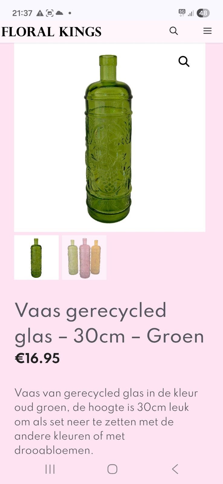 glazen gerecycled fles., Ophalen of Verzenden, Zo goed als nieuw, Rechthoekig, Glas