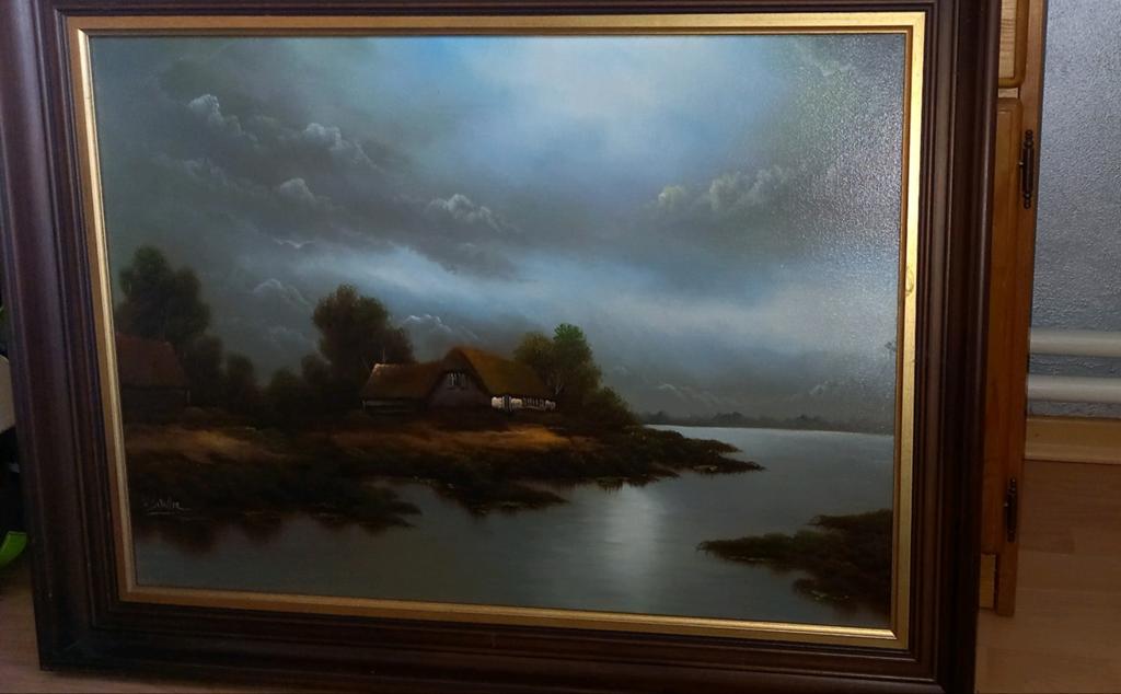 Schilderij van W. Schuller, Antiek en Kunst, Kunst | Schilderijen | Klassiek, Ophalen of Verzenden