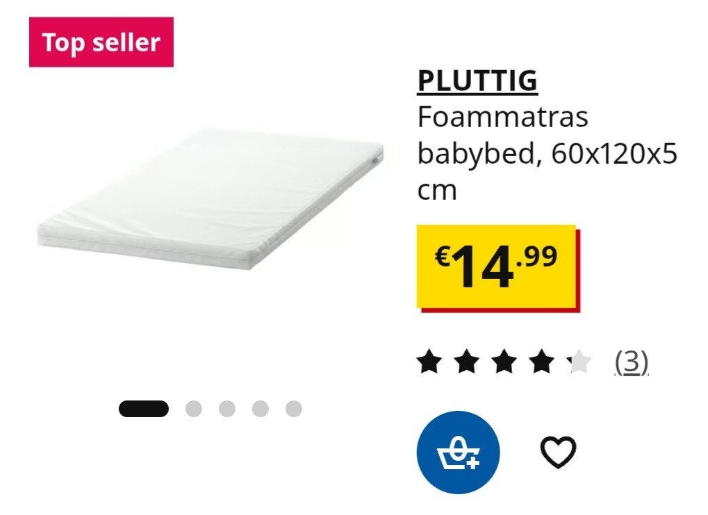 baby matras 60x 120, Ophalen, 190 cm of minder, Zo goed als nieuw, Matras
