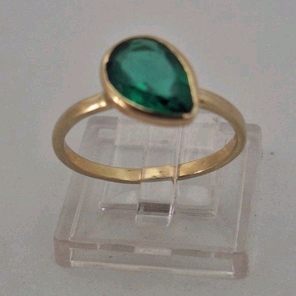 Zilveren Ring met Smaragd, Goud Verguld, Maat 17, Gebruikt, Ophalen of Verzenden, 17 tot 18, Met edelsteen