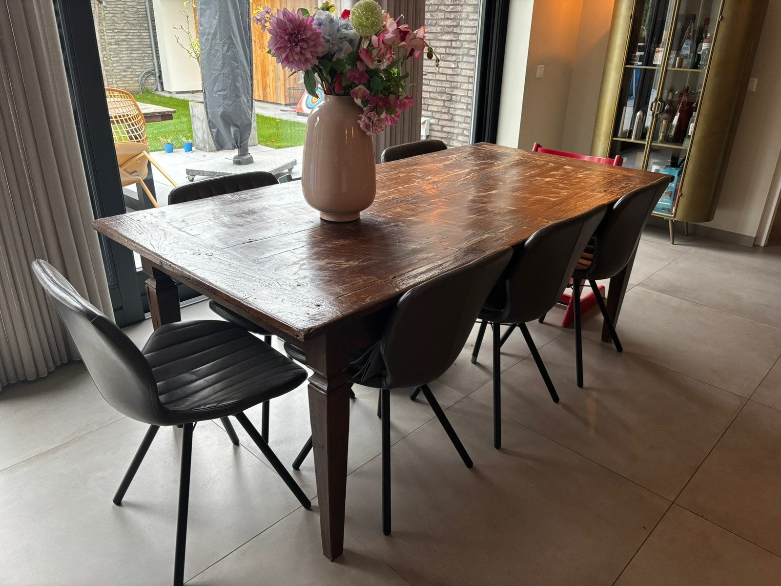 Houten eettafel koloniaal, Ophalen, Gebruikt, 100 tot 150 cm, Koloniaal