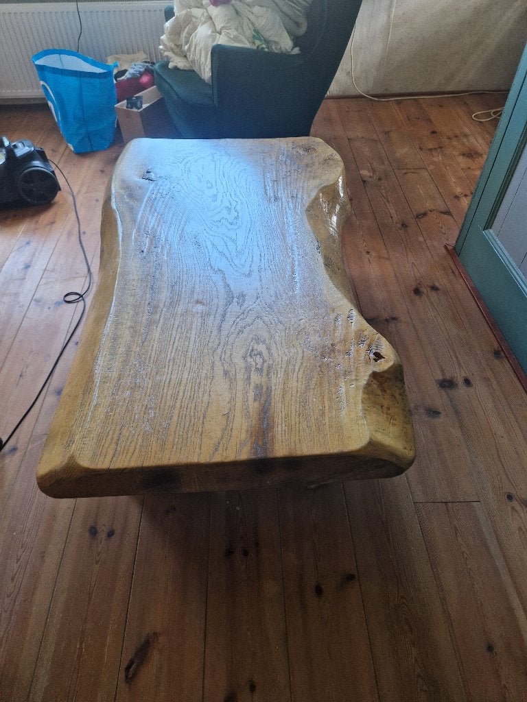 Eiken Boomstamtafel, Huis en Inrichting, Ophalen, Gebruikt, 100 tot 150 cm, Eikenhout