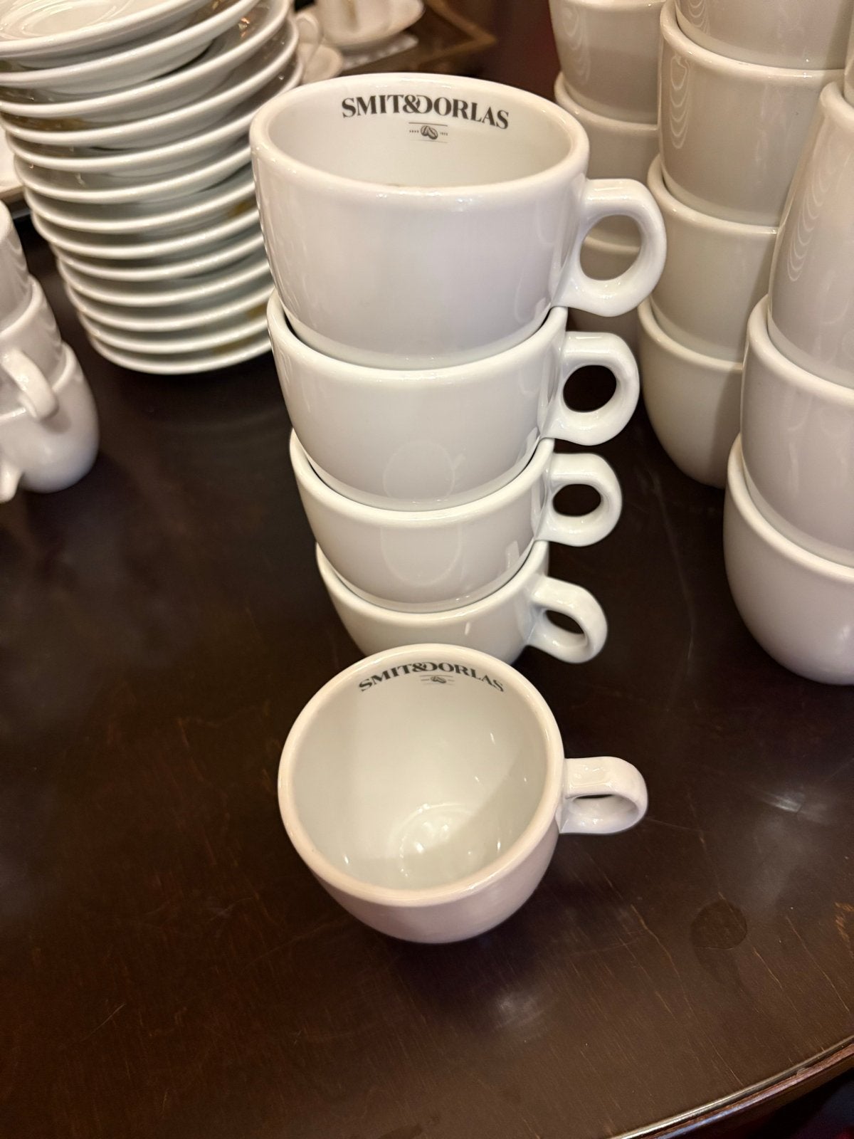 5 Smits & Dorlas koffiekopjes - Wit, Porselein, Ophalen, Gebruikt, Overige merken, Kop(pen) en/of Schotel(s)