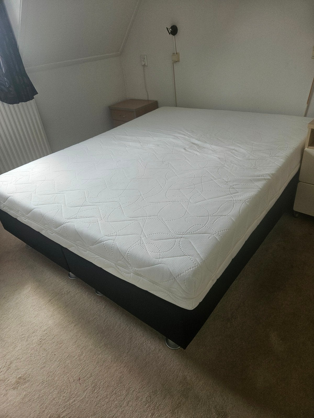 Boxspring 160x200 cm met matras, Ophalen, Gebruikt, Zwart, Tweepersoons