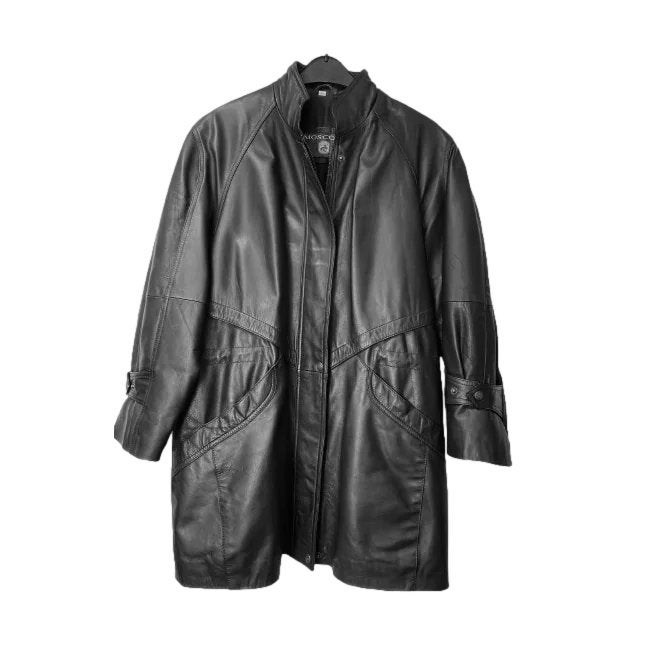 Moscoat – Leren heren jas – Zwart – Maat L, Kleding | Heren, Jassen | Winter, Maat 52/54 (L), Zwart, Ophalen of Verzenden, Zo goed als nieuw
