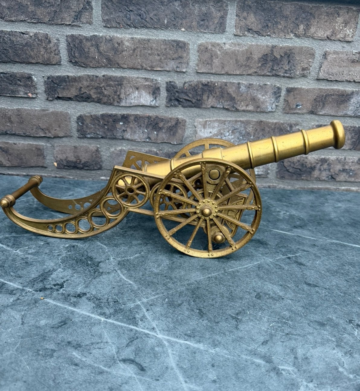 Vintage miniatuur kanon messing/koper 44 cm x11 cm, Ophalen of Verzenden, Gebruikt