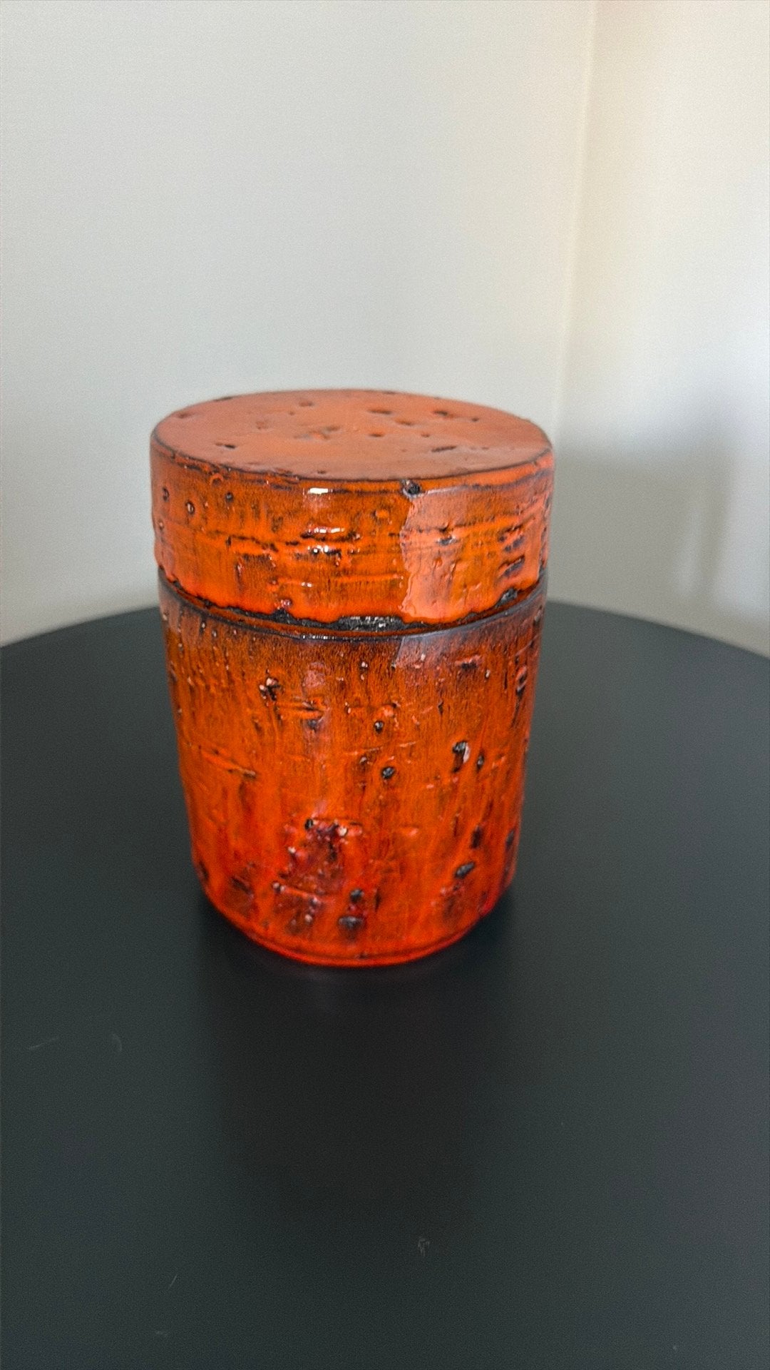 Vintage Fat Lava Pot met deksel Oranje west germany 70s, Ophalen of Verzenden, Zo goed als nieuw, Met deksel, Oranje