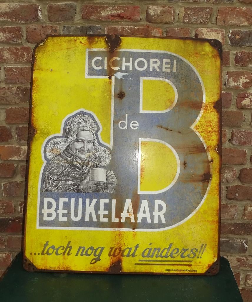 emaillen reclamebord emaille bord de beukelaar uit 1939, Antiek en Kunst, Curiosa en Brocante, Ophalen