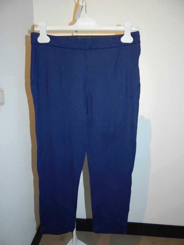 King Louie donker blauwe broek 7/8e model klein omslagje M, Kleding | Dames, Maat 38/40 (M), Zo goed als nieuw, King Louie, Lang