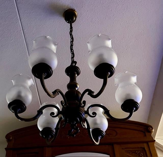 hanglamp, Huis en Inrichting, Lampen | Hanglampen, Ophalen, Gebruikt, Jaren 60/70, Glas