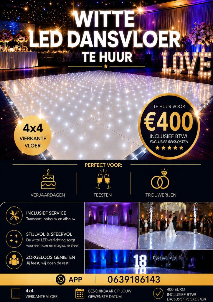 Dansvloer Te Huur Witte Led Dansvloer.# Backdrops#, Ophalen of Verzenden, Nieuw, Overige