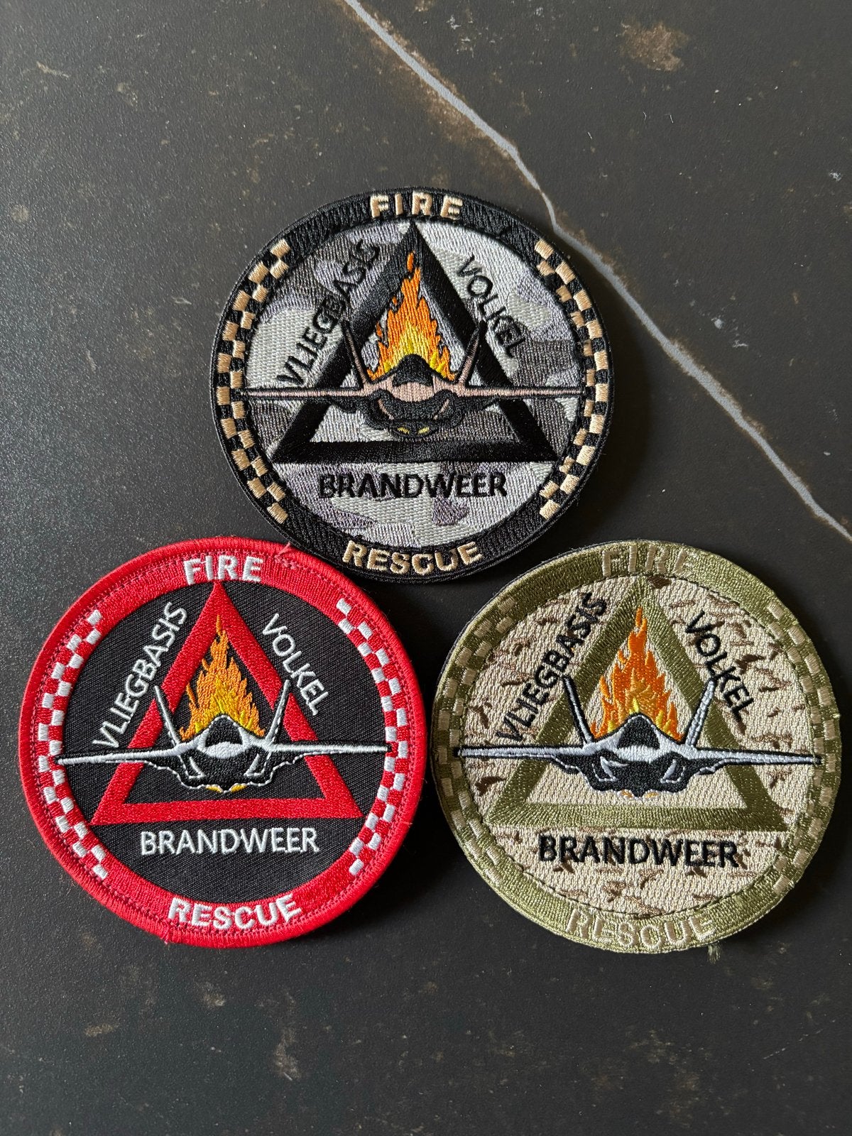 Vliegbasis Volkel Brandweer / Rescue patches (3 stuks), Ophalen of Verzenden, Nieuw