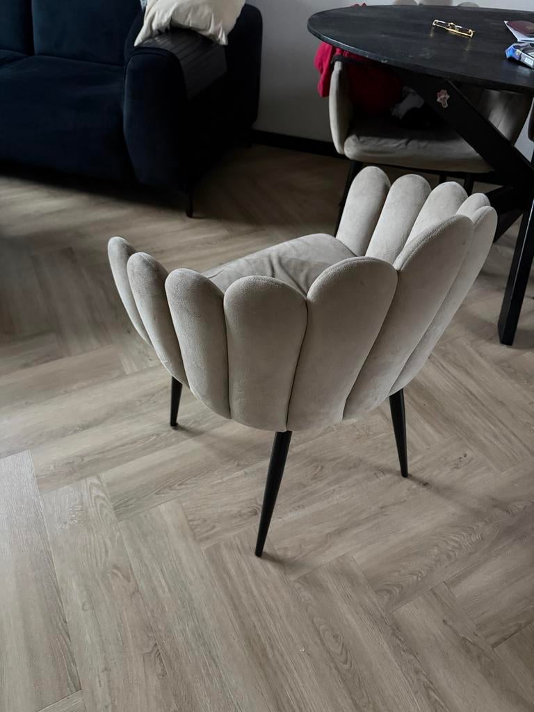 4x Flower velvet stoelen met metalen poten, Gebruikt, Overige kleuren, Ophalen of Verzenden, Vier