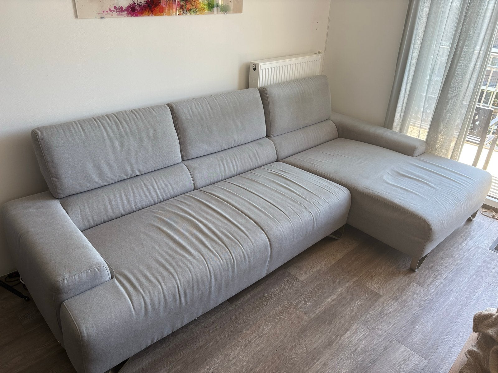 Mooie Natuzzi Italia DesignHoekbank Verstelbare Hoofdsteunen, Ophalen, 250 tot 300 cm, Gebruikt, 125 tot 150 cm