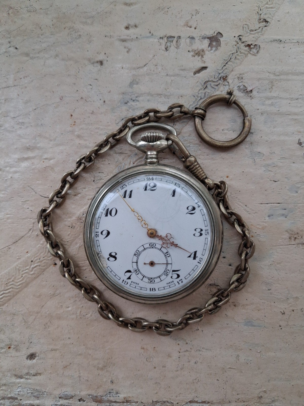 ANTIEK OUD   .........   MET KETTING  ...  ZAKHORLOGE, Antiek en Kunst, Ophalen of Verzenden