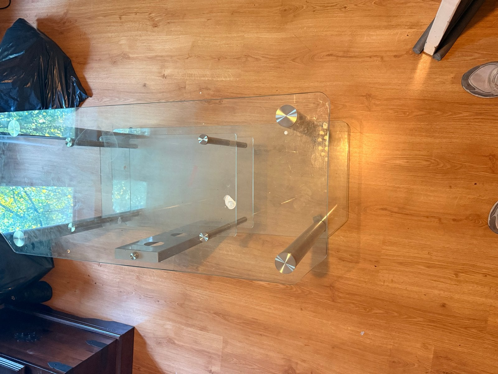 Glazen salontafel, bank en kast, Huis en Inrichting, Ophalen, Gebruikt, 100 tot 150 cm, 50 tot 100 cm