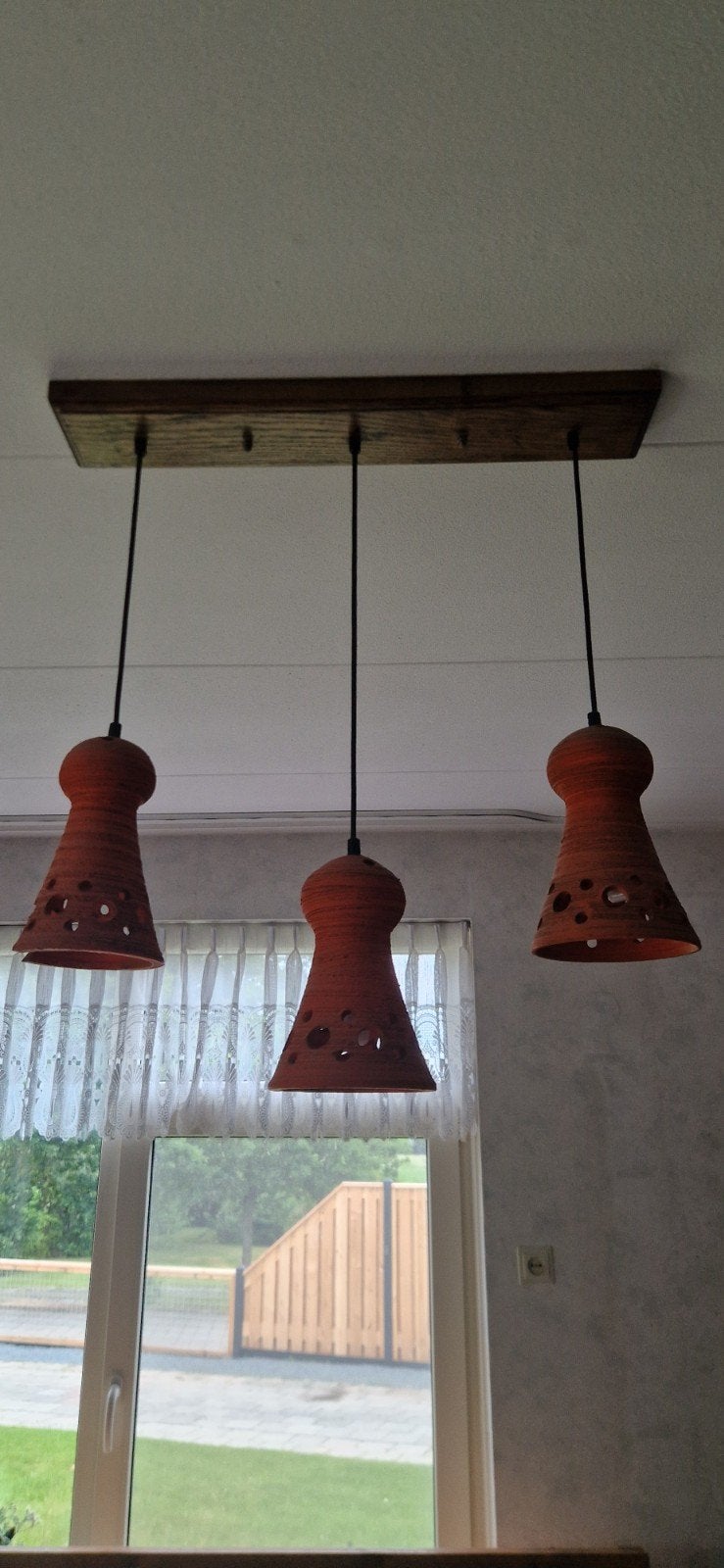 Retro hang lamp, Ophalen of Verzenden, Hout, Minder dan 50 cm