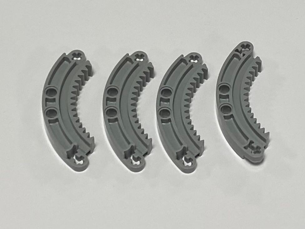 Partij 4x kwartronde 6x6 grijze Lego Technic tandwiel balken, Ophalen of Verzenden, Nieuw, Losse stenen, Lego