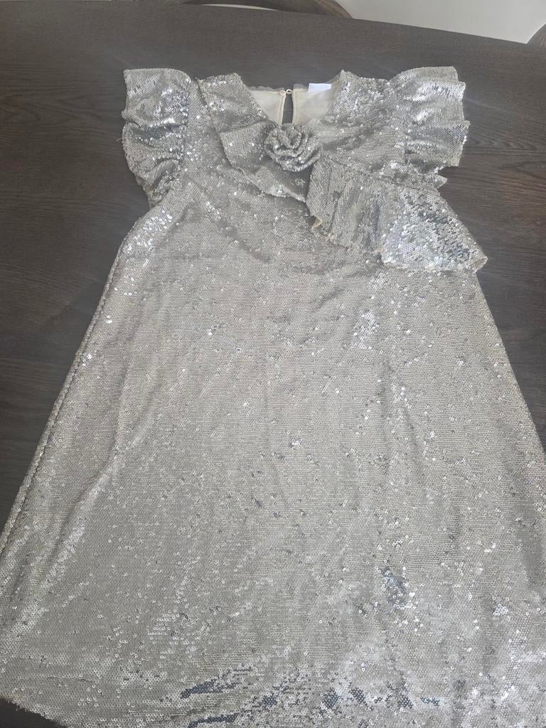 Zara pailletten jurk zilver feestjurk groep 8 / gala maat 16, Ophalen of Verzenden, Zo goed als nieuw, Meisje, Jurk of Rok